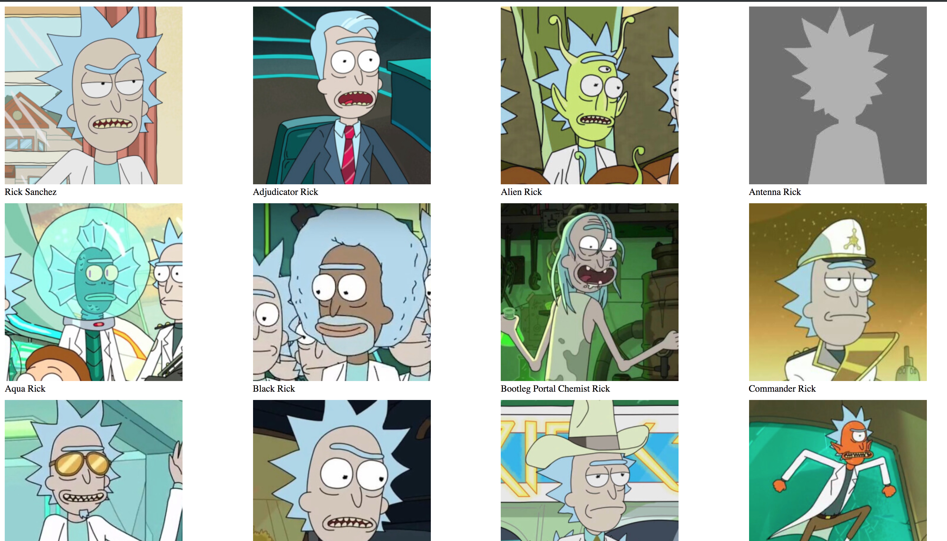 rick and morty grid